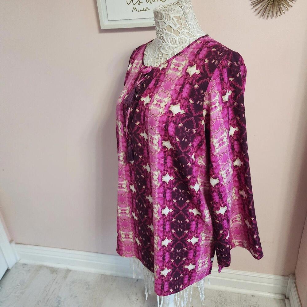 Flawless pink snakeskin patterned blouse Linea by Louis Dell'Olio 1X adorb - Picture 4 of 6